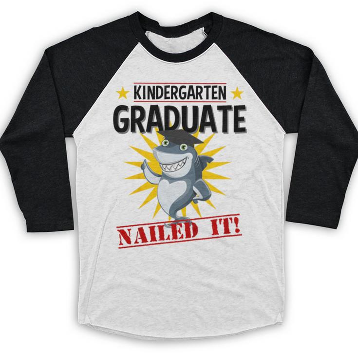 Kids Kindergarten Nailed It Shirt 2019 Shark Graduation Tee Baseball Raglan Shirt