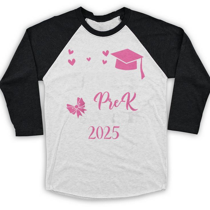 Kids Little Miss Pre-K Grad Preschool Prek Graduation 2025 Baseball Raglan Shirt