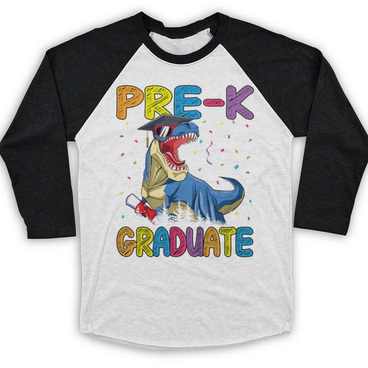 Kids Pre-K Graduate Dinosaur T-Rex Pre Kindergarten Graduation Baseball Raglan Shirt