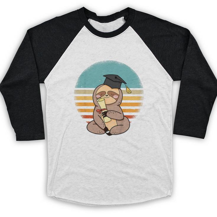 Kids Pre-K Graduate Sloth Cap And Gown Cute Preschool Graduation Baseball Raglan Shirt