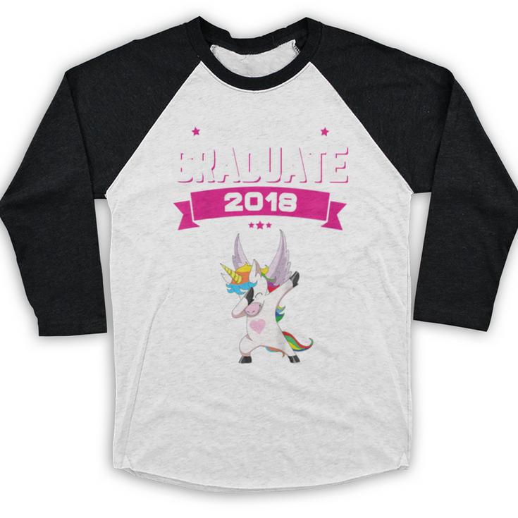 Kids Preschool Graduate 2018 Unicorn Dab Graduation Pre-K TShirt Baseball Raglan Shirt