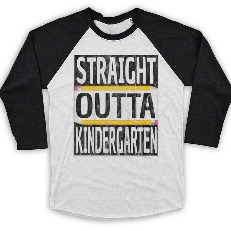 Kids Straight Outta Kindergarten Graduation Baseball Raglan Shirt