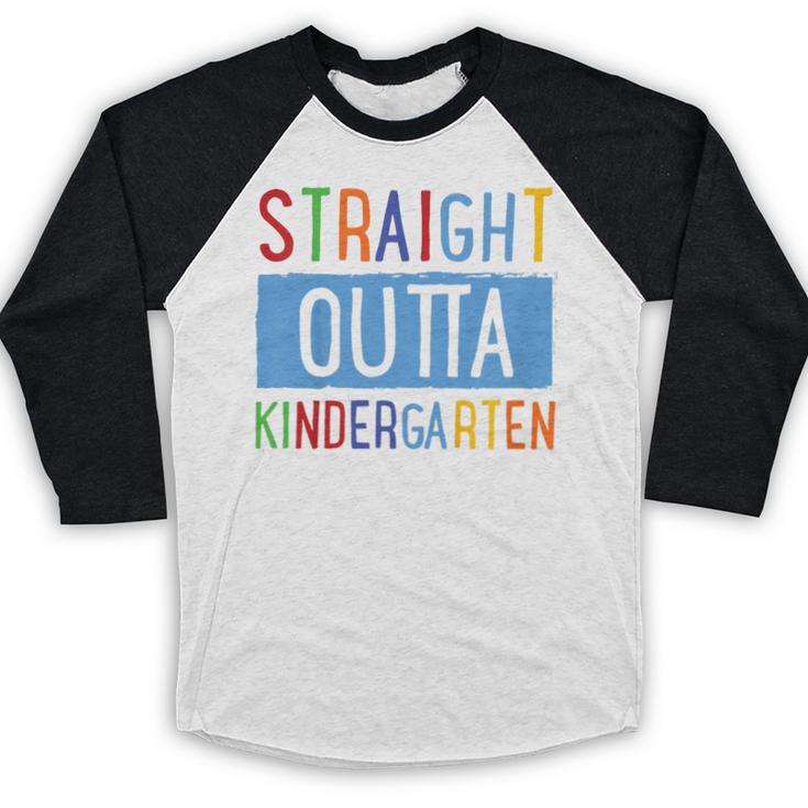 Kids STRAIGHT OUTTA KINDERGARTEN T-SHIRT FUNNY GRADUATION GIFT Baseball Raglan Shirt