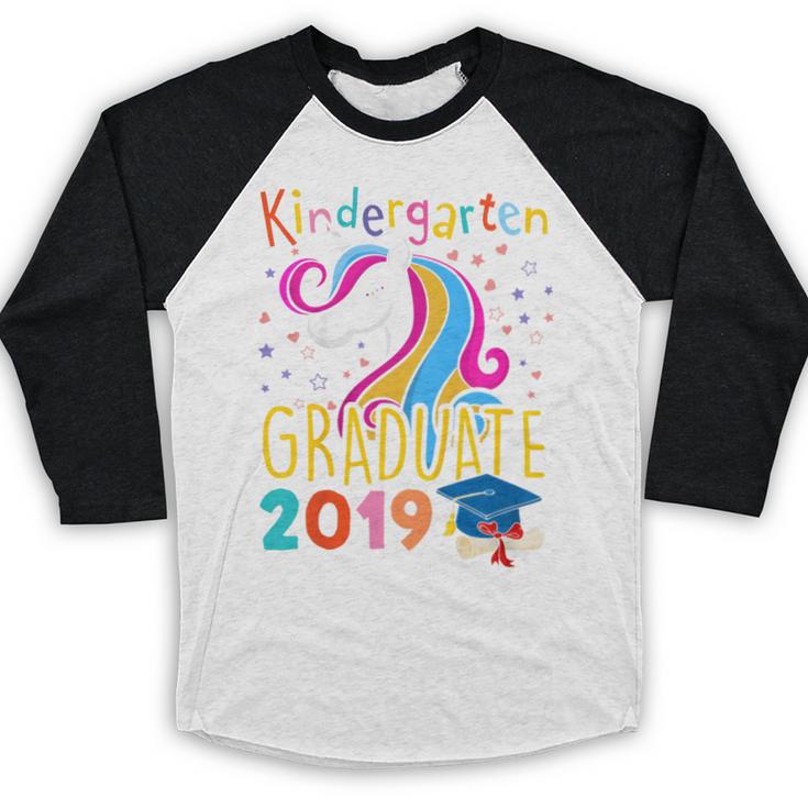 Kids Unicorn Kindergarten Graduation Graduate Shirt Baseball Raglan Shirt