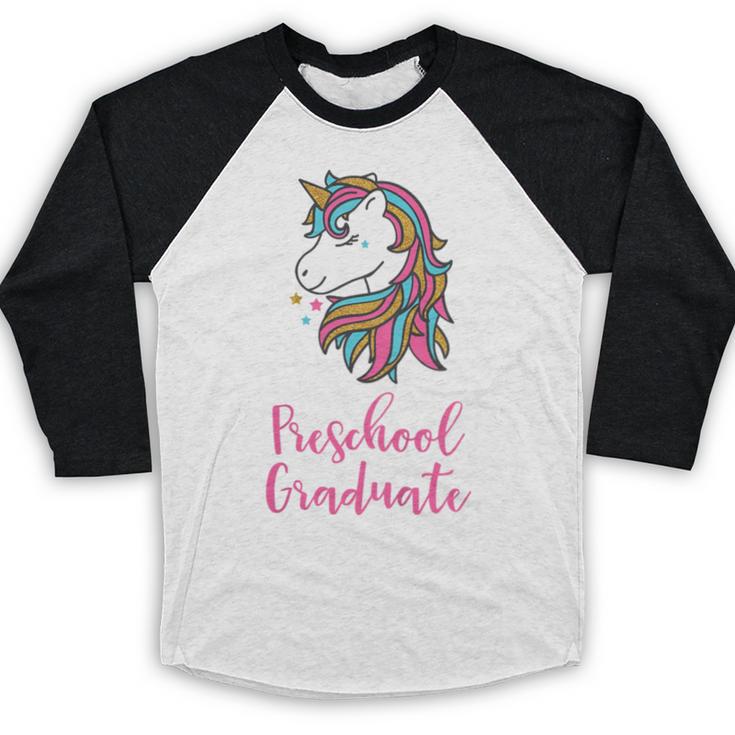 Kids Unicorn Preschool Graduation Baseball Raglan Shirt