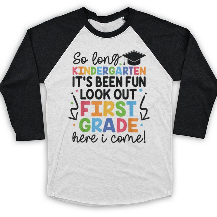 Kindergarten Graduation Graduate 1st Grade Here I Come Kids Baseball Raglan Shirt