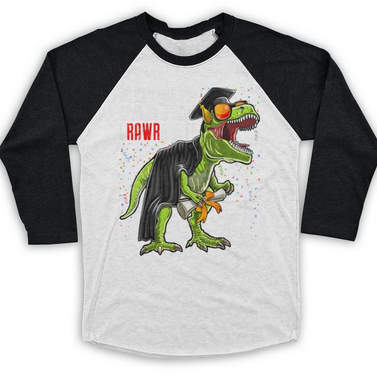 Kindergarten Grawrduate Dinosaur Graduation Cap Shirt Baseball Raglan Shirt