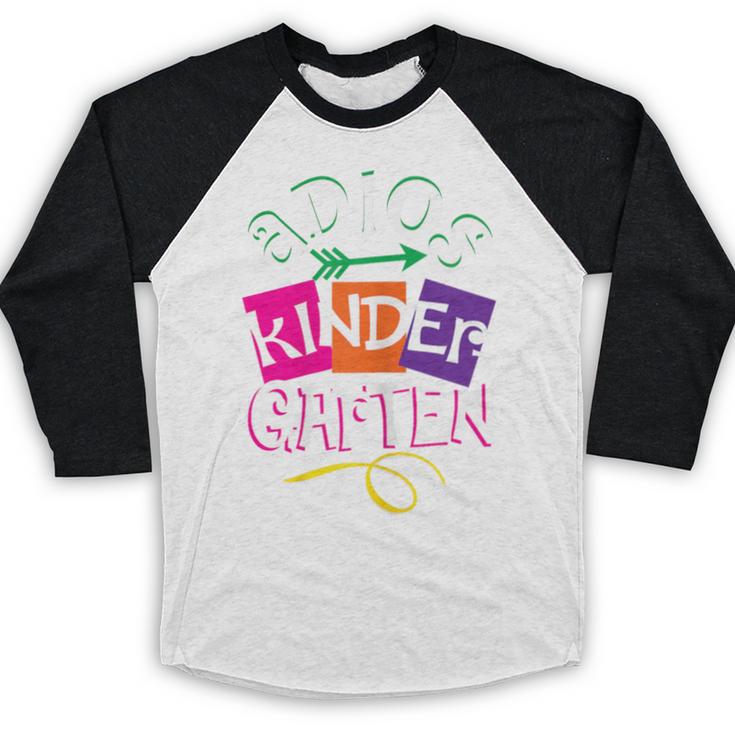 Last Day Of School Adios Kindergarten Graduation Kids Girls Baseball Raglan Shirt