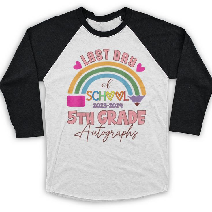 Last Day Of School Autograph 5th Grade Graduation Boys Girls Baseball Raglan Shirt