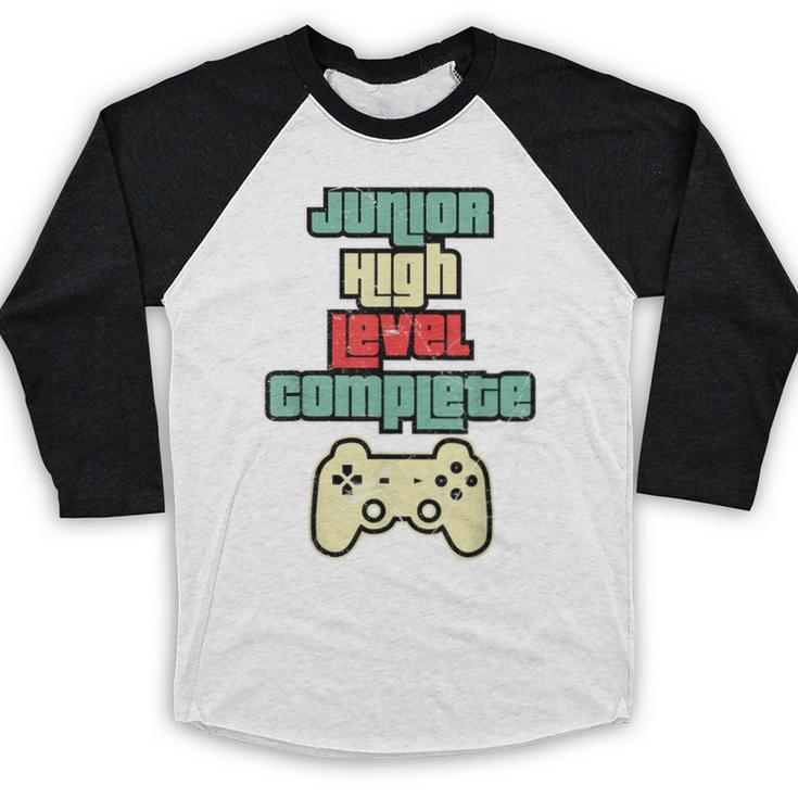 Level Complete Jr High School Graduation Grad SloganShirt Baseball Raglan Shirt