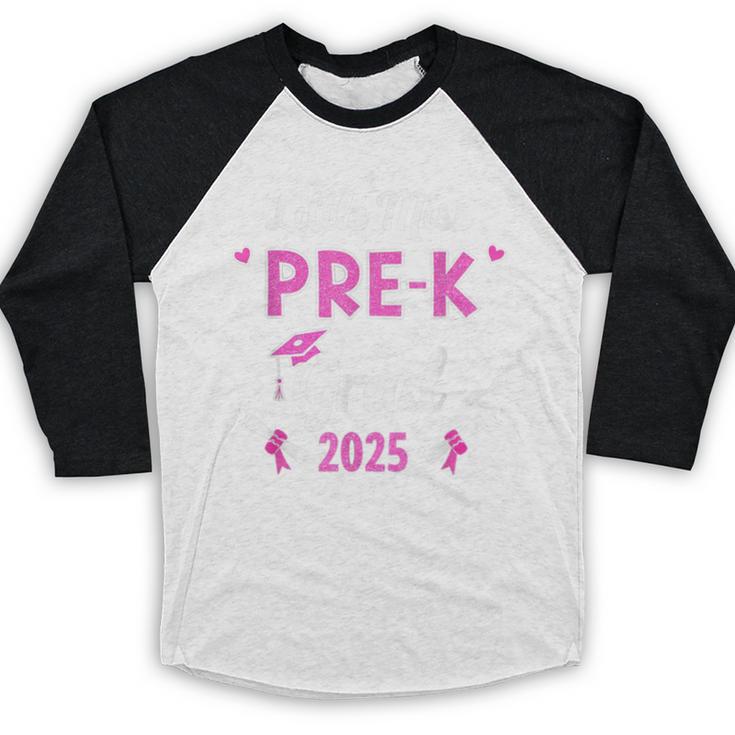 Little Miss Pre-K Grad 2025 Coquette Preschool Graduation Baseball Raglan Shirt