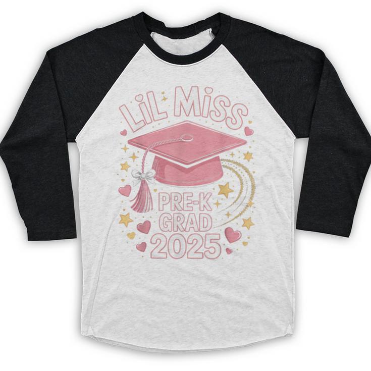 Little Miss Pre-K Grad 2025 Preschool Graduation Girls Kids Baseball Raglan Shirt