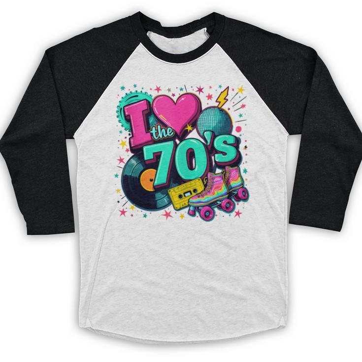 I Love The 70s Retro Cassette Roller Vinyl Disco Nostalgia Baseball Raglan Shirt