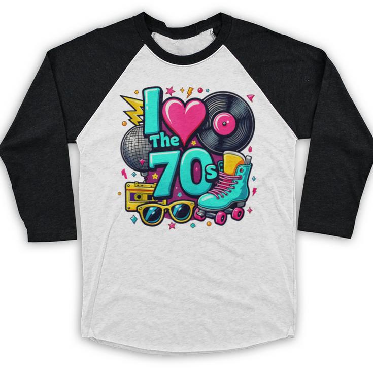I Love The 70s Vintage Cassette Roller Vinyl Nostalgia 70s Baseball Raglan Shirt