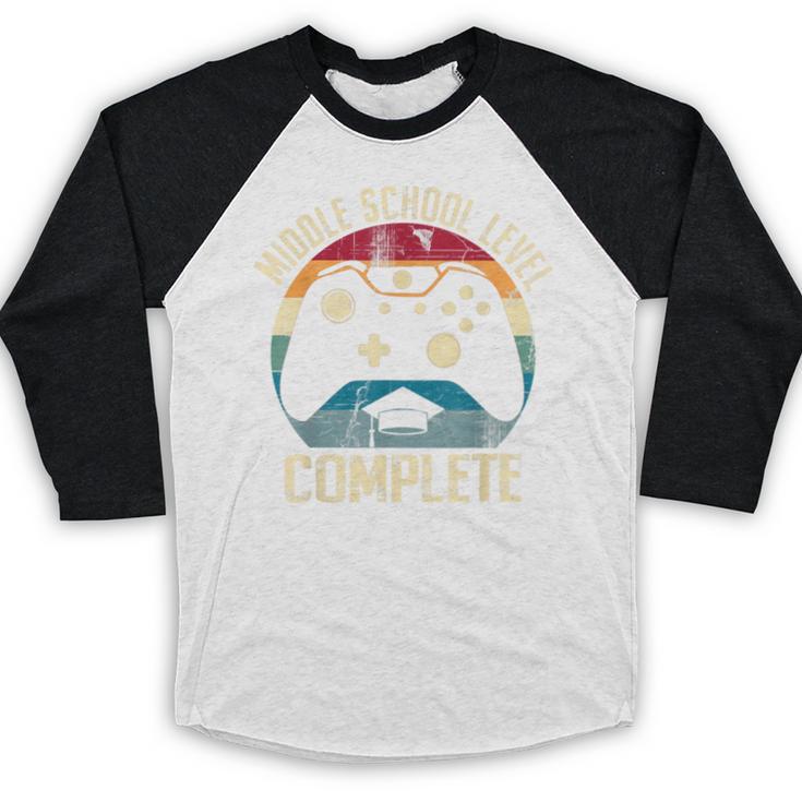 Middle School Level Complete Gamer Class Of 2024 Graduation Baseball Raglan Shirt