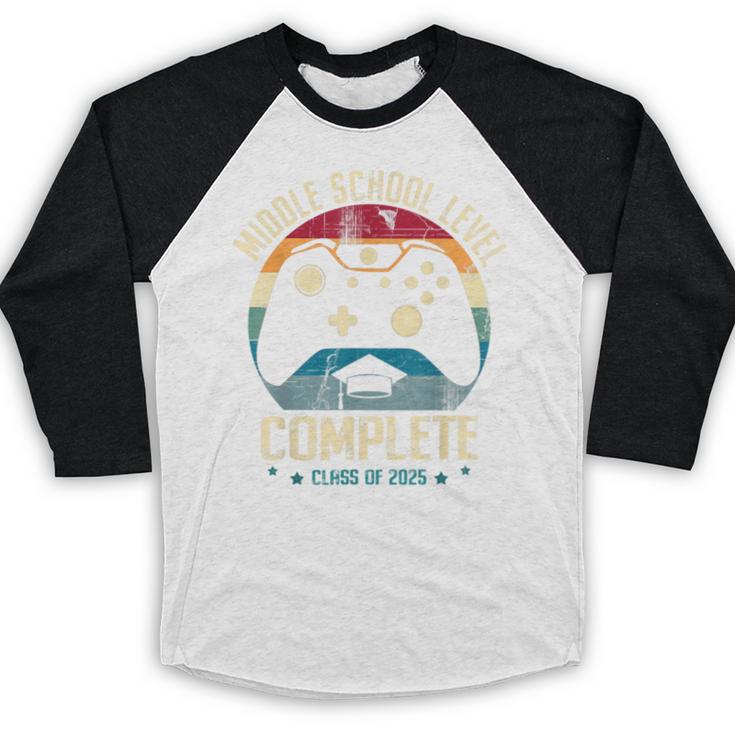 Middle School Level Complete Gamer Class Of 2025 Graduation Baseball Raglan Shirt