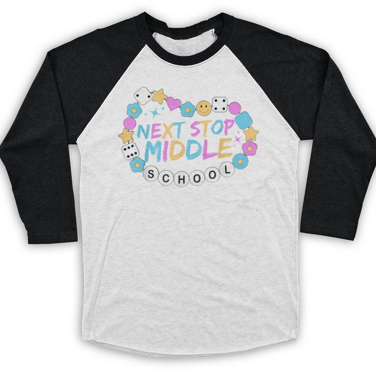 Next Stop Middle School Groovy Elementary School Graduation Baseball Raglan Shirt