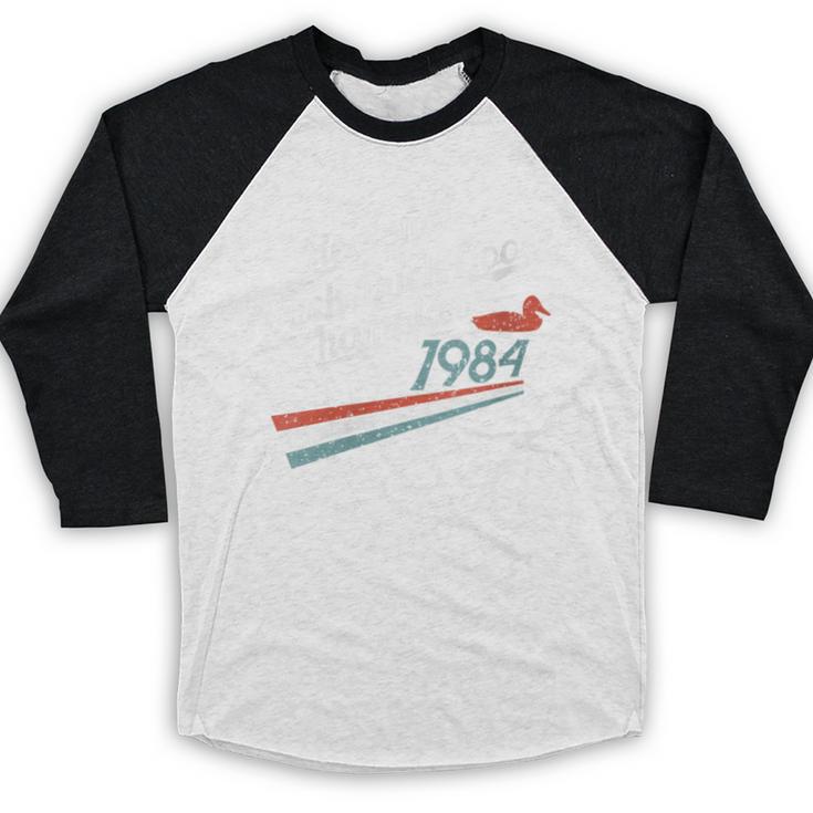 Nostalgia 80s Duck Goose Distressed Baseball Raglan Shirt