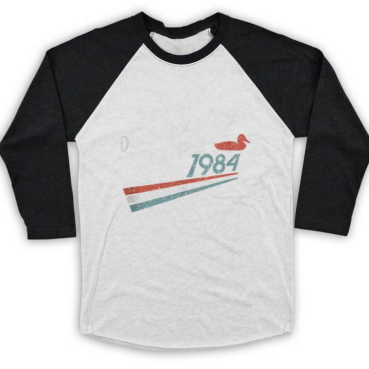 Nostalgia 80s Duck Goose Distressed Baseball Raglan Shirt