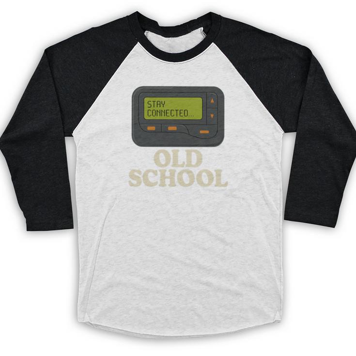 Old School 90s Pager Retro Nostalgia Vintage Tech Gen Baseball Raglan Shirt