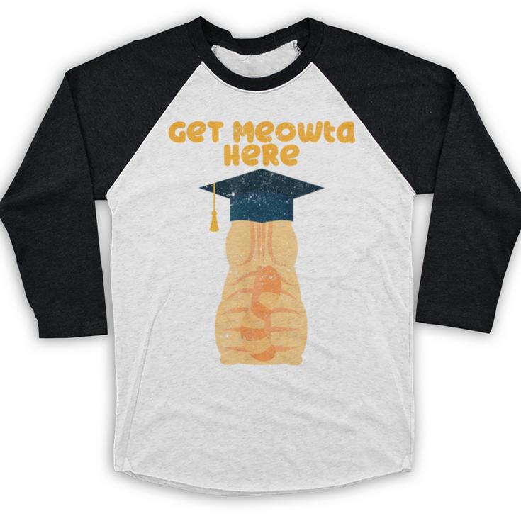 Orange Tabby Cat Graduation Distressed Shirt For Grads For Men Women Girls Kids Baseball Raglan Shirt