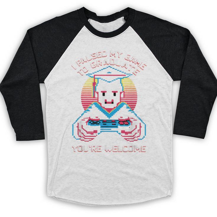 I Paused My Game To Graduate 2024 Gamer Graduation Baseball Raglan Shirt