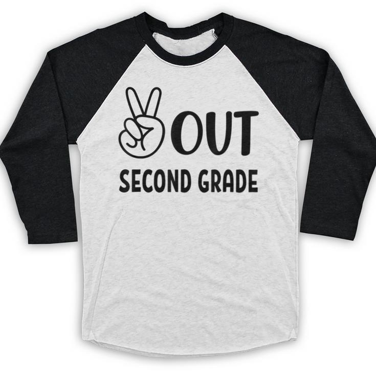 Peace Out Second Grade Last Day Of School Graduation Kids Baseball Raglan Shirt