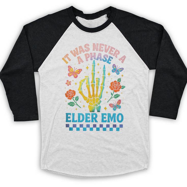 It Was Never A Phase Elder Emo Nostalgia Baseball Raglan Shirt