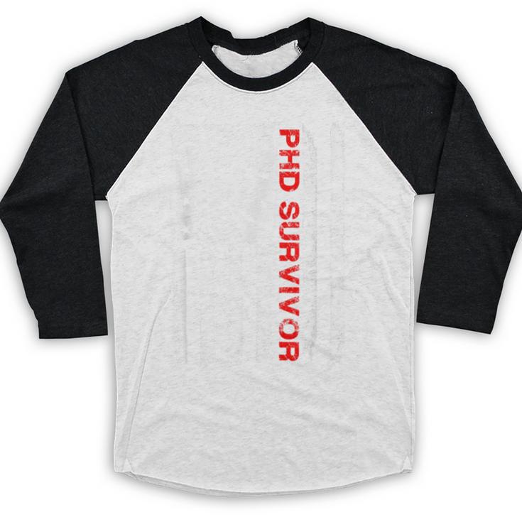PhD Survivor Graduation American Flag Shirt Degree Tee Women Kids Men Baseball Raglan Shirt