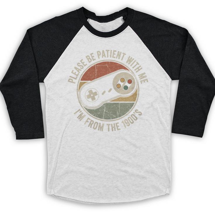 Please Be Patient With Me I'm From The 1900s Retro Gamer Premium Tri-Blend Baseball Raglan Shirt