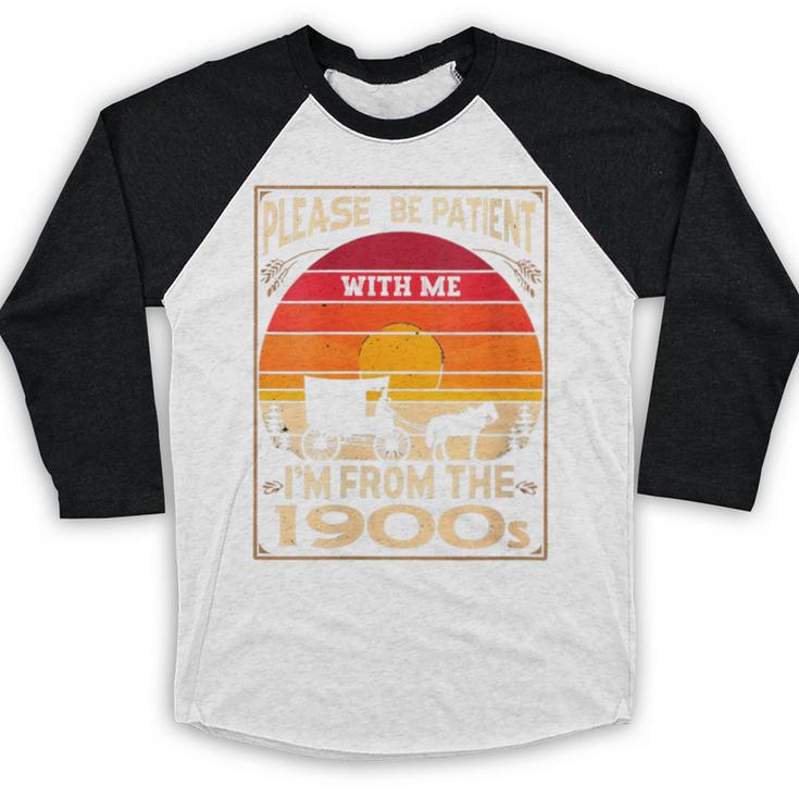 Please Be Patient I'm From The 1900s Sunset Vintage Wagon Baseball Raglan Shirt