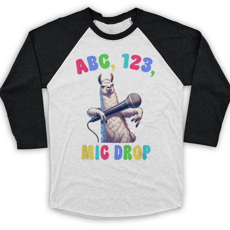 Preschool Graduate Shirt ABC 123 Mic Drop Llama Graduation Baseball Raglan Shirt
