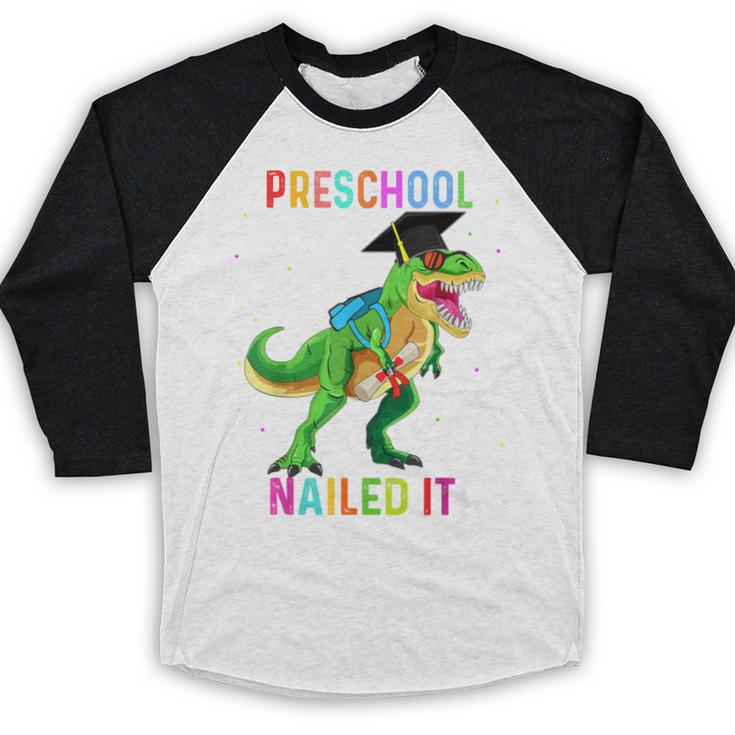Preschool Graduation Class Of 2022 Graduate Dinosaur Kids Baseball Raglan Shirt