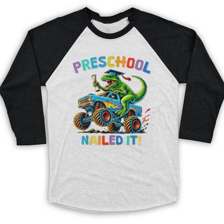 Preschool Graduation Monster Truck Dinosaur Boys Dino Tee Baseball Raglan Shirt