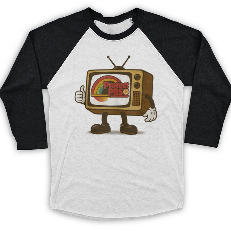 Protect PBS 80s Nostalgia Television Shirt Baseball Raglan Shirt