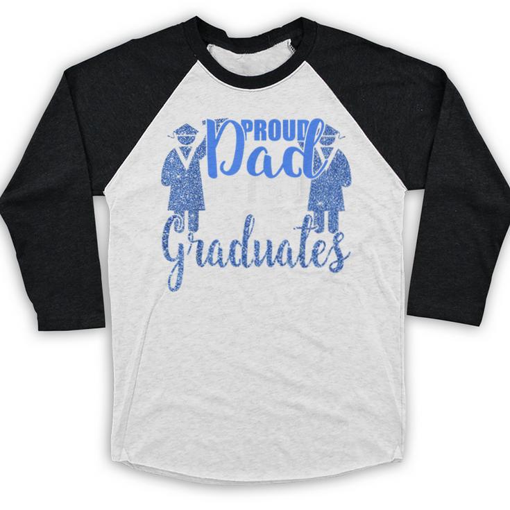 Proud Dad Of Two 2019 Graduates Twin Papa Graduation Baseball Raglan Shirt