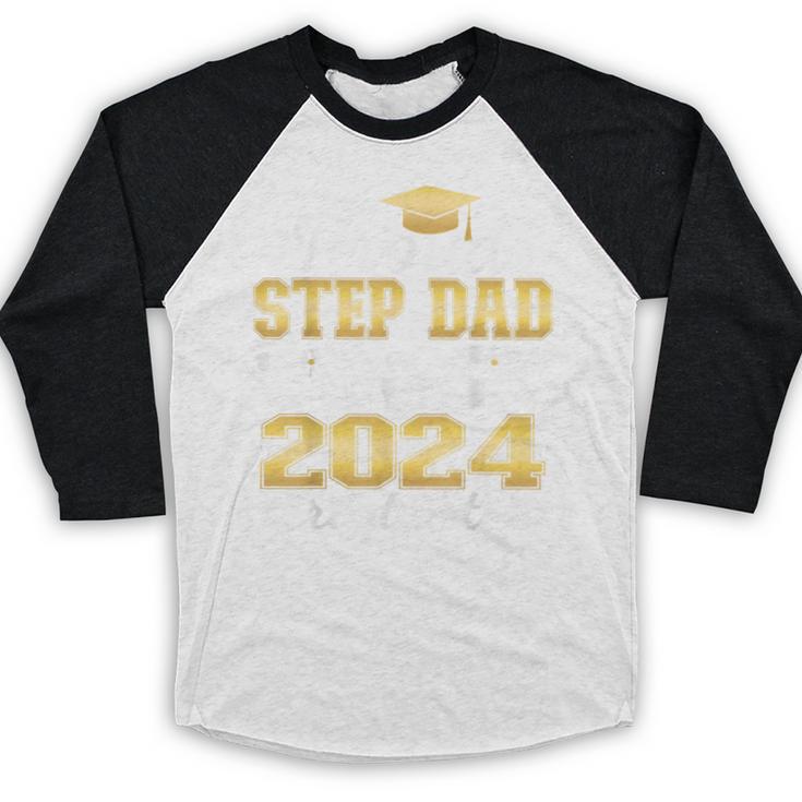 Proud Step Dad Of Two 2024 Graduate Class 2024 Graduation Baseball Raglan Shirt