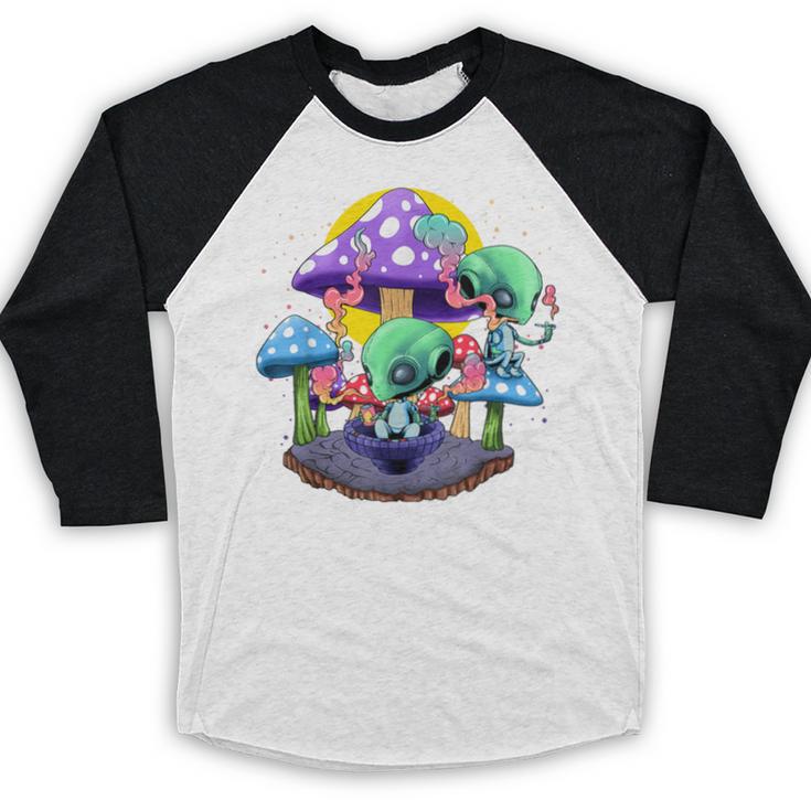 Psychedelic Alien Mushroom Nostalgia Groovy Vibe Hippie Baseball Raglan Shirt Psychedelic Alien Mushroom Nostalgia Groovy Vibe Hippie Baseball Raglan Shirt