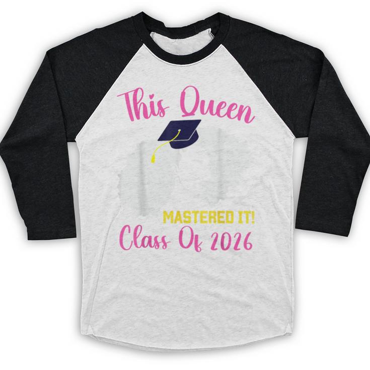 This Queen Mastered It Masters Graduation Class Of 2026 Baseball Raglan Shirt