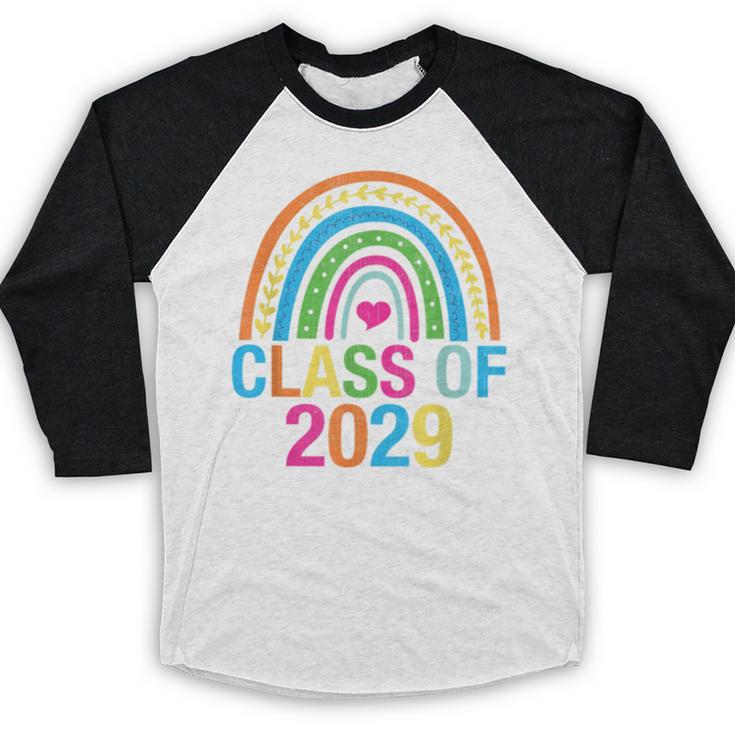 Rainbow Senior 2029 Shirt Class Of 2029 Cute Graduation Baseball Raglan Shirt