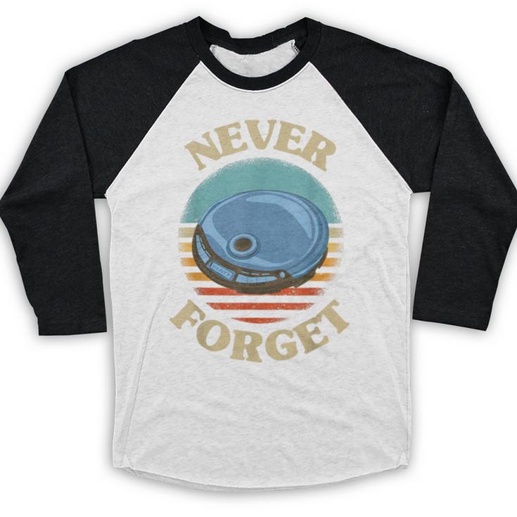 Retro CD Player Never Forget Nostalgia Vintage Baseball Raglan Shirt