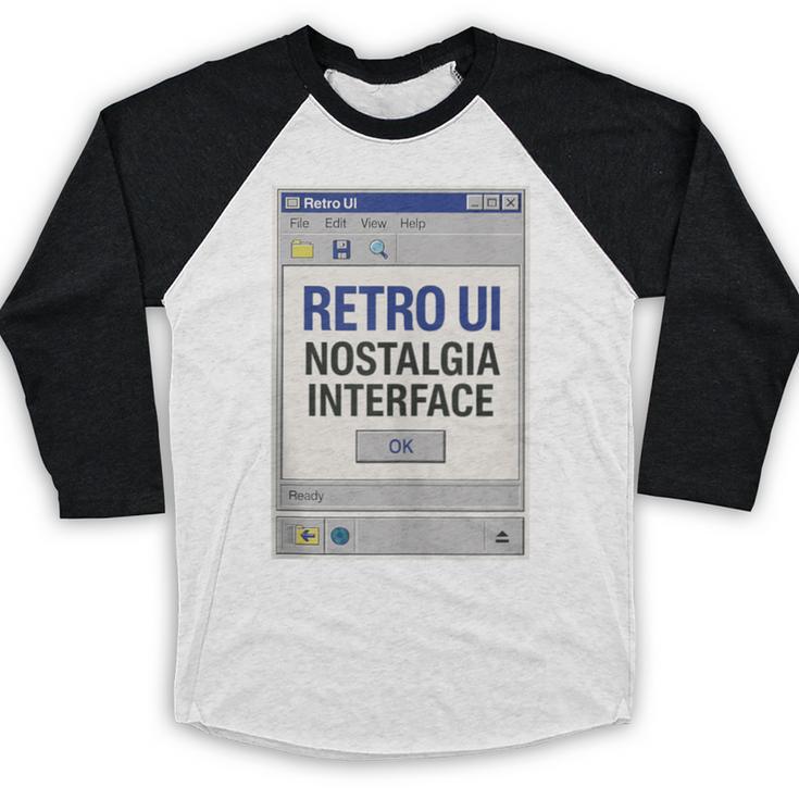 Retro Computer Dialog Box 90s Desktop Interface Nostalgia Baseball Raglan Shirt