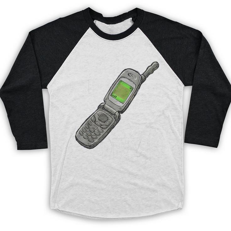 Retro Dumb Flip Phone Vintage 90s Y2K Tech Nostalgia Baseball Raglan Shirt