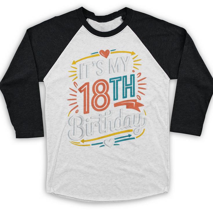 Retro It's My 18th Birthday Boho Nostalgia Women Kids Baseball Raglan Shirt