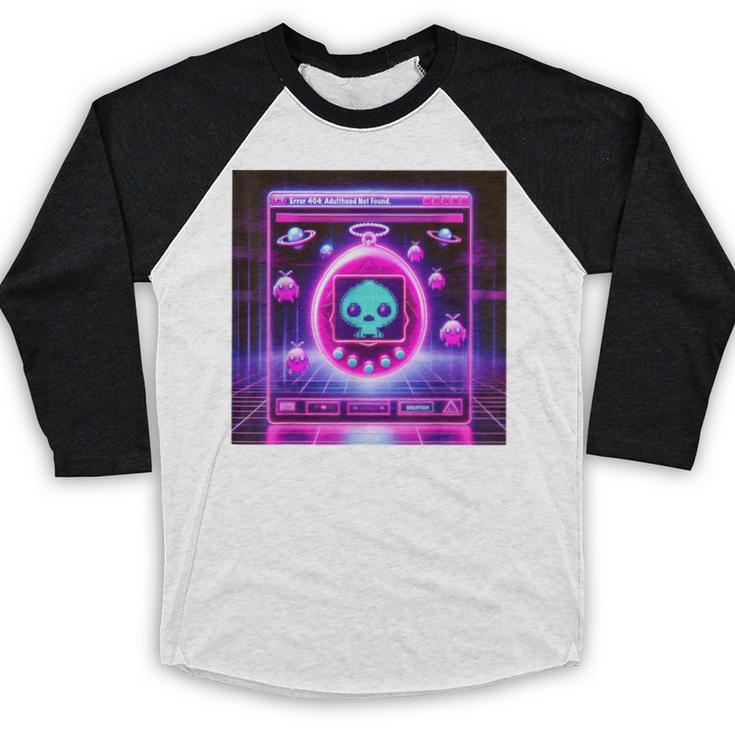 Retro Nostalgia Vaporwave- Error 404 Baseball Raglan Shirt Retro Nostalgia Vaporwave- Error 404 Baseball Raglan Shirt