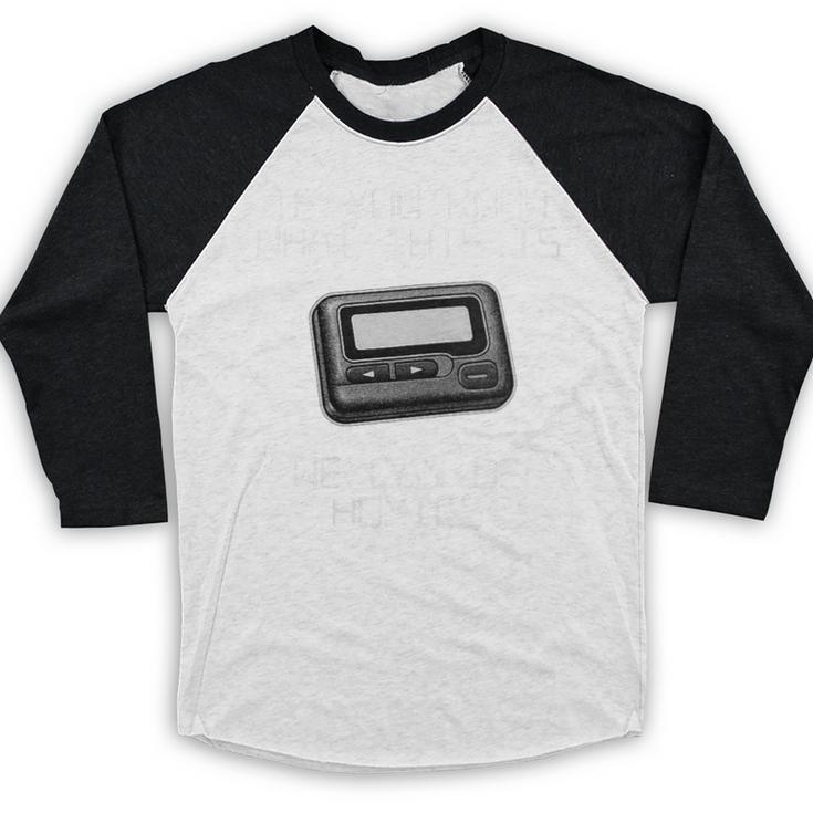 Retro Pager 90s Nostalgia Baseball Raglan Shirt