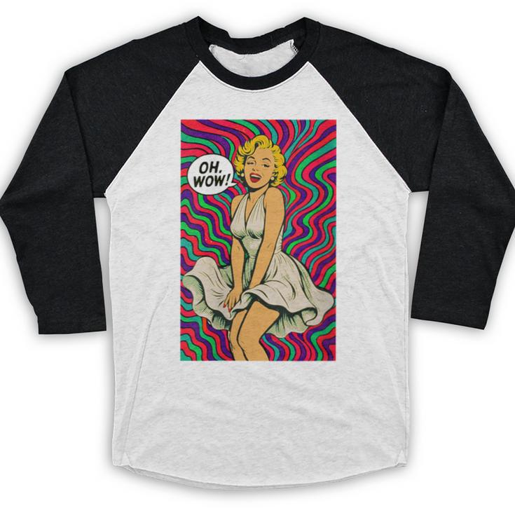 Retro Pop Art Vintage Style Blonde Psychedelic 50s Nostalgia Baseball Raglan Shirt