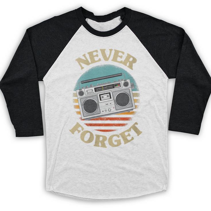 Retro Radio Never Forget Nostalgia Vintage Baseball Raglan Shirt