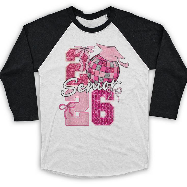 Retro Senior 2026 Coquette Bow Graduation Class Of 2026 Baseball Raglan Shirt