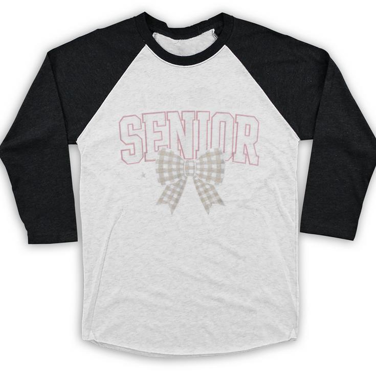 Retro Senior 2027 Girl Coquette Bow Class Of 2027 Graduation Baseball Raglan Shirt